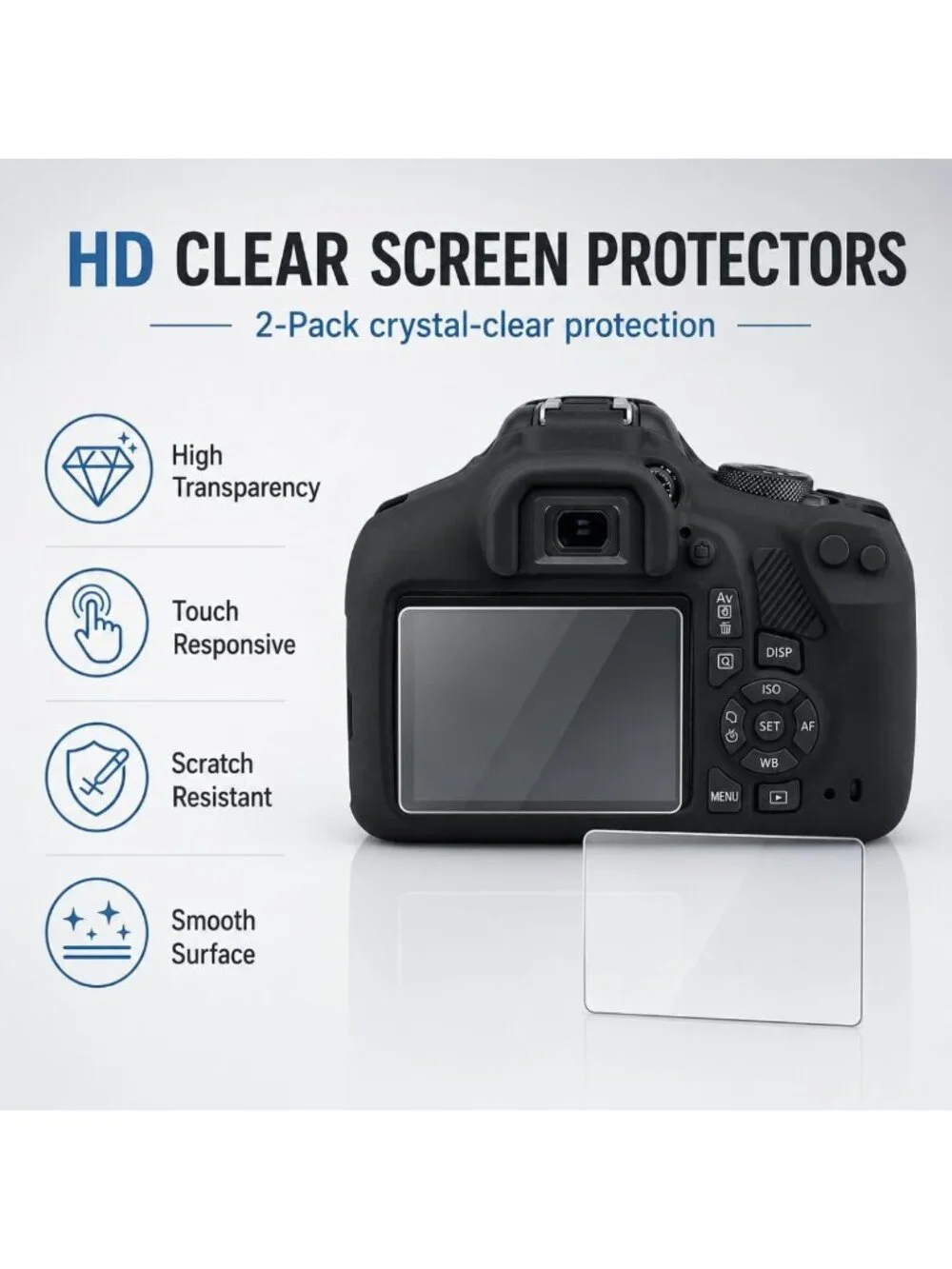 Soft Silicone Camera Case Cover for Canon EOS Rebel T7/T6 - Anti-Scratch, Screen